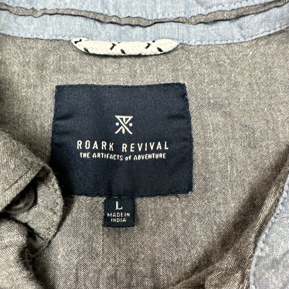 Roark Gray Short Sleeve Casual Button Down Shirt - Picture 2 of 8